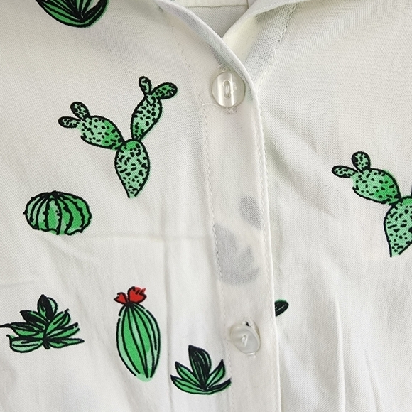 Japna Rayon Sleeveless Button Down Shirt Cactus Print - Picture 4 of 8